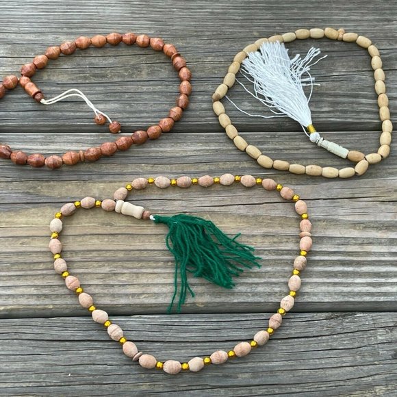3 Tasbeeh Genuine Wood Prayer Beads Handmade Tasbeh Religious Islamic Beads X3 - Picture 1 of 12